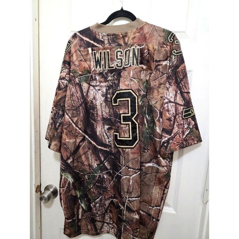 Nike NFL Seattle Seahawks Men 52 Camouflage Jersey Wilson #3 Hiking Game - Picture 3 of 8